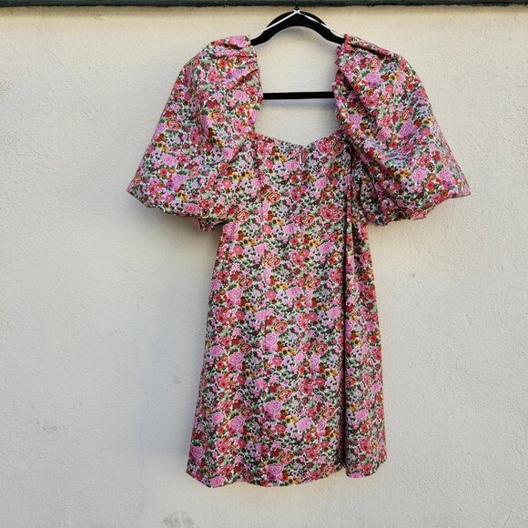 MNG Blogger Fav Volume Sleeve Floral Mini Dress - Picture 6 of 11